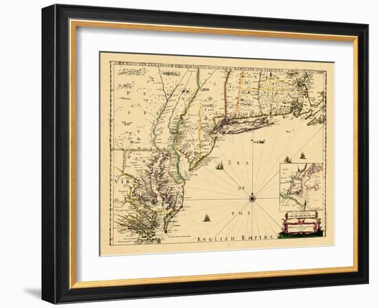 1690, New England, Connecticut, Maine, Massachusetts, New Hampshire, New Jersey, New York-null-Framed Giclee Print