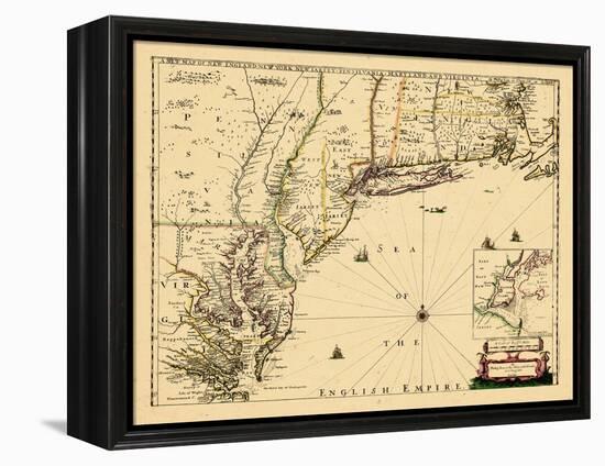 1690, New England, Connecticut, Maine, Massachusetts, New Hampshire, New Jersey, New York-null-Framed Premier Image Canvas