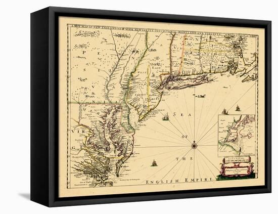 1690, New England, Connecticut, Maine, Massachusetts, New Hampshire, New Jersey, New York-null-Framed Premier Image Canvas