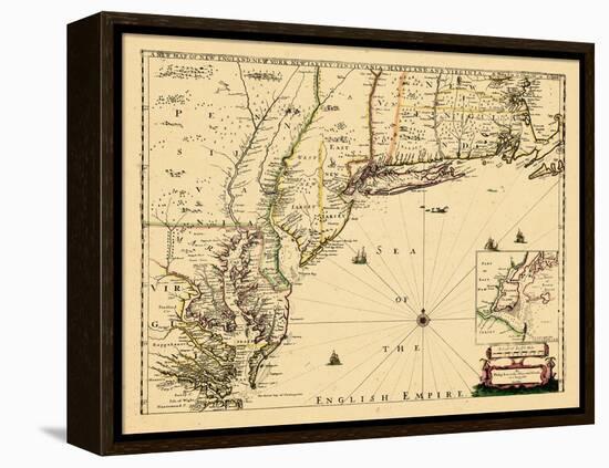 1690, New England, Connecticut, Maine, Massachusetts, New Hampshire, New Jersey, New York-null-Framed Premier Image Canvas