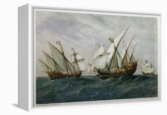 16th Century Caravels-Rafael Monleon Y Torres-Framed Premier Image Canvas