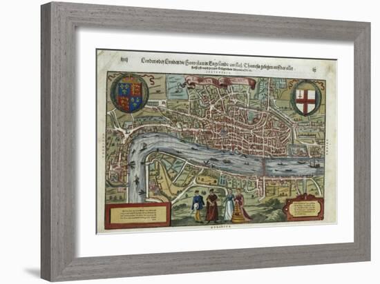 16th-Century Map of London-null-Framed Giclee Print