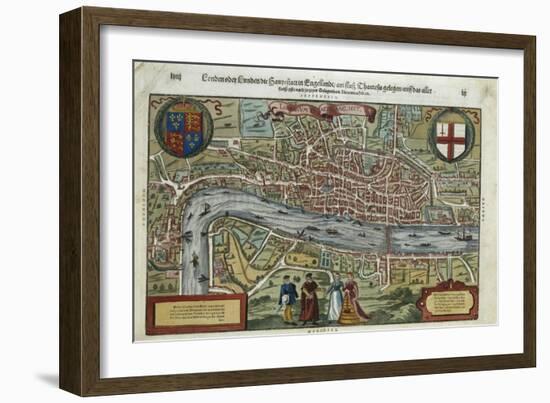 16th-Century Map of London-null-Framed Giclee Print