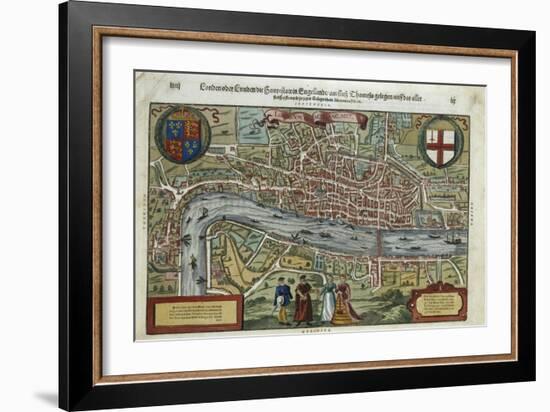 16th-Century Map of London-null-Framed Giclee Print