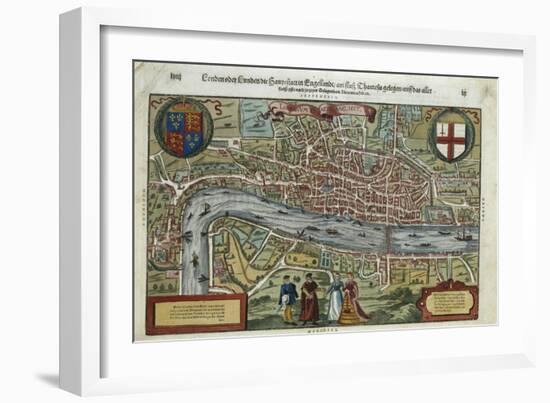 16th-Century Map of London-null-Framed Giclee Print