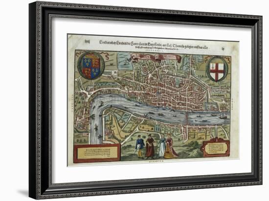 16th-Century Map of London-null-Framed Giclee Print