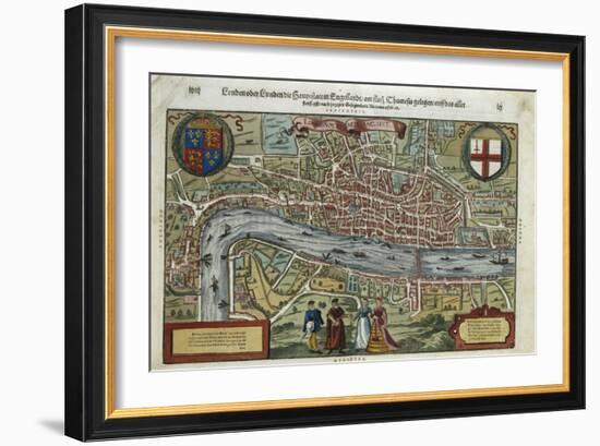 16th-Century Map of London-null-Framed Giclee Print