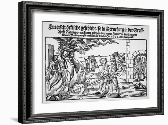 16th Century Print of People Burning Three Witches Alive-null-Framed Giclee Print