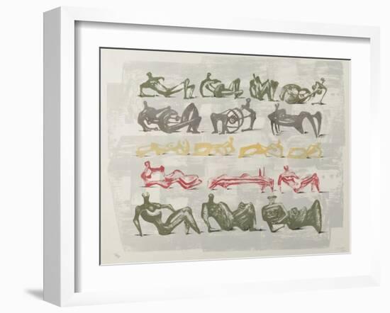 17 Reclining Figures, 1963-Henry Moore-Framed Giclee Print