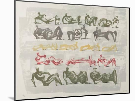 17 Reclining Figures, 1963-Henry Moore-Mounted Giclee Print