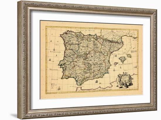 1710, A correct map of Spain and Portugal according to the newest observations-null-Framed Giclee Print