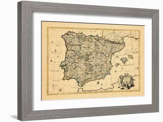 1710, A correct map of Spain and Portugal according to the newest observations-null-Framed Giclee Print