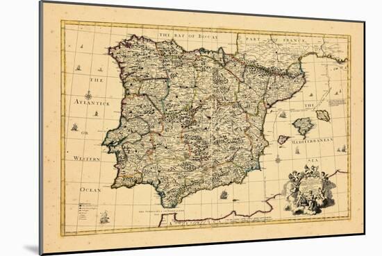 1710, A correct map of Spain and Portugal according to the newest observations-null-Mounted Giclee Print