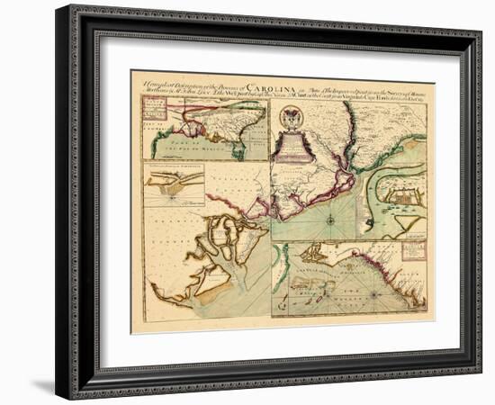 1711, Carolina, A complete description of the province of Carolina in 3 parts, North Carolina-null-Framed Giclee Print