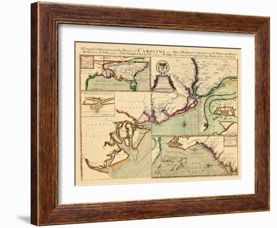 1711, Carolina A complete description of the province of Carolina in 3 parts, South Carolina-null-Framed Giclee Print