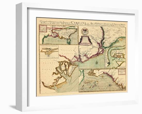 1711, Carolina A complete description of the province of Carolina in 3 parts, South Carolina-null-Framed Giclee Print