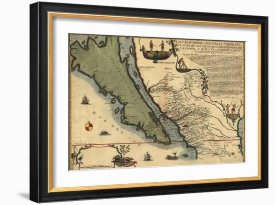 1720 Map of Baja California and Northwest Mexico, Showing California as an Island-null-Framed Art Print