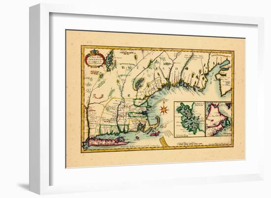 1720, New England, Connecticut, Maine, Massachusetts, New Hampshire, Rhode Island, Vermont-null-Framed Giclee Print