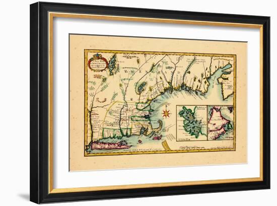 1720, New England, Connecticut, Maine, Massachusetts, New Hampshire, Rhode Island, Vermont-null-Framed Giclee Print