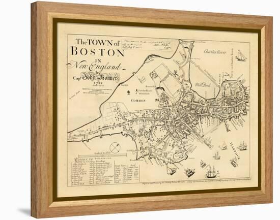 1722, Boston Captain John Bonner Survey Reprinted 1867, Massachusetts, United States-null-Framed Premier Image Canvas