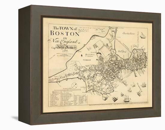 1722, Boston Captain John Bonner Survey Reprinted 1867, Massachusetts, United States-null-Framed Premier Image Canvas