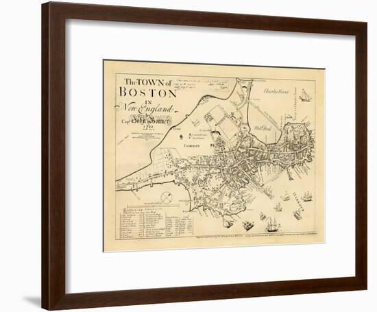 1722, Boston Captain John Bonner Survey Reprinted 1867, Massachusetts, United States-null-Framed Premium Giclee Print