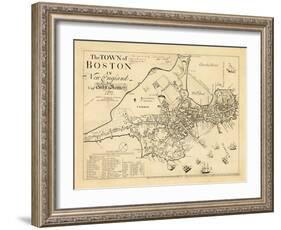 1722, Boston Captain John Bonner Survey Reprinted 1867, Massachusetts, United States-null-Framed Giclee Print