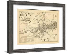 1722, Boston Captain John Bonner Survey Reprinted 1867, Massachusetts, United States-null-Framed Giclee Print