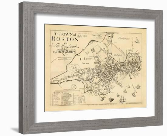 1722, Boston Captain John Bonner Survey Reprinted 1867, Massachusetts, United States-null-Framed Giclee Print