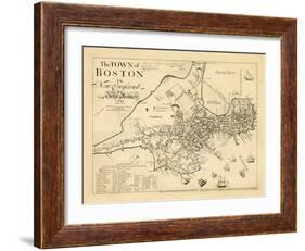 1722, Boston Captain John Bonner Survey Reprinted 1867, Massachusetts, United States-null-Framed Giclee Print
