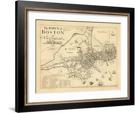 1722, Boston Captain John Bonner Survey Reprinted 1867, Massachusetts, United States-null-Framed Giclee Print