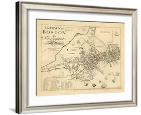 1722, Boston Captain John Bonner Survey Reprinted 1867, Massachusetts, United States-null-Framed Giclee Print