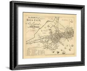 1722, Boston Captain John Bonner Survey Reprinted 1867, Massachusetts, United States-null-Framed Giclee Print