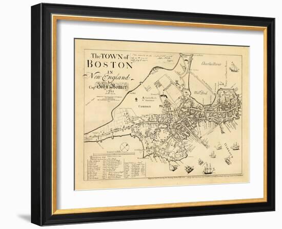 1722, Boston Captain John Bonner Survey Reprinted 1867, Massachusetts, United States-null-Framed Giclee Print