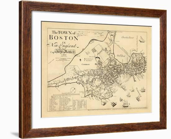 1722, Boston Captain John Bonner Survey Reprinted 1867, Massachusetts, United States-null-Framed Giclee Print