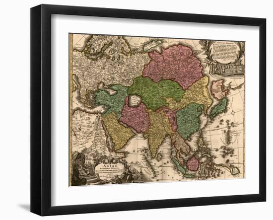 1724 Map of Asia and Islands of the East Indies. Central and Western Asia are Occupied by Tatars-null-Framed Art Print