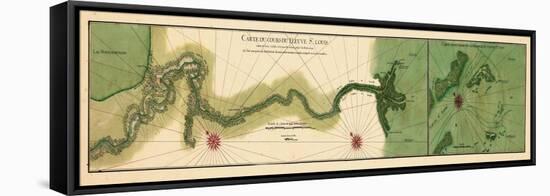 1732, Mississipi River Chart New Orleans to the Gulf, Mississippi, United States-null-Framed Premier Image Canvas