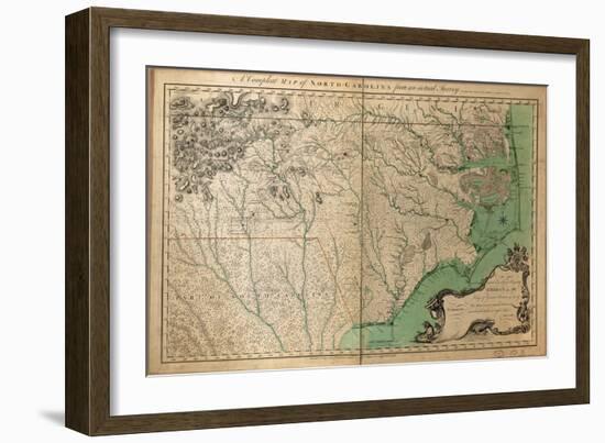 1770, North Carolina State Map with Landowner Names, North Carolina, United States-null-Framed Giclee Print