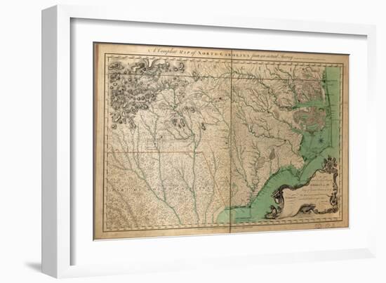 1770, North Carolina State Map with Landowner Names, North Carolina, United States-null-Framed Giclee Print