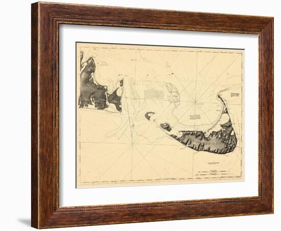 1776, Nantucket Island and the Eastern Half of Martha's Vineyard, Massachusetts-null-Framed Premium Giclee Print