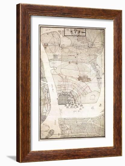 1780, Charleston Siege Map, South Carolina, United States-null-Framed Giclee Print