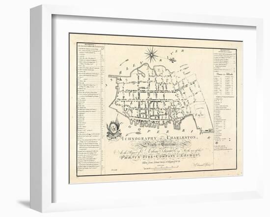 1788, Charleston Ichnography Map, South Carolina, United States-null-Framed Giclee Print