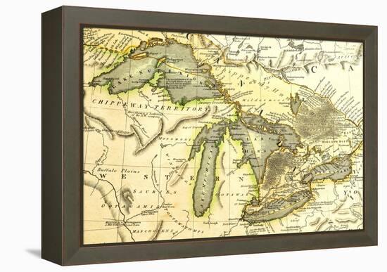 1795 Map Of The Great Lakes-Tektite-Framed Stretched Canvas