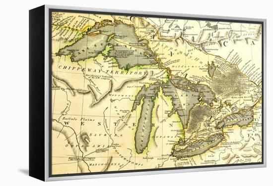 1795 Map Of The Great Lakes-Tektite-Framed Stretched Canvas