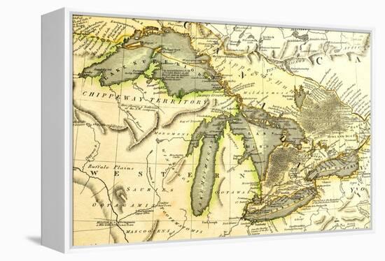 1795 Map Of The Great Lakes-Tektite-Framed Stretched Canvas