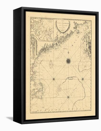 1798, A CHART/OF THE/COAST OF NEW ENGLAND/From the/SOUTH SHOAL TO CAPE SABLE/INCLUDING/GEORGES BANK-null-Framed Premier Image Canvas