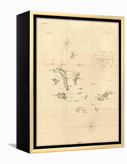 1798 Map of the Galapagos Islands in the Pacific Ocean-null-Framed Stretched Canvas