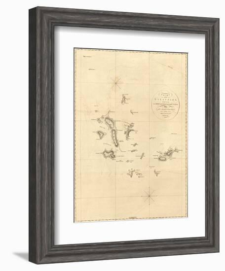 1798 Map of the Galapagos Islands in the Pacific Ocean-null-Framed Art Print