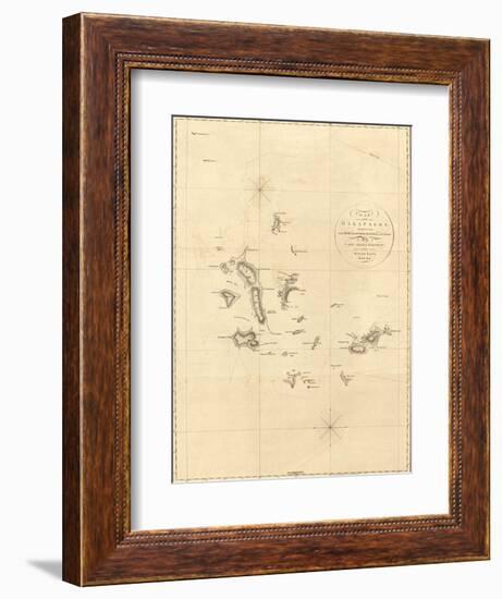 1798 Map of the Galapagos Islands in the Pacific Ocean-null-Framed Art Print