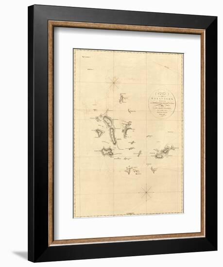 1798 Map of the Galapagos Islands in the Pacific Ocean-null-Framed Art Print